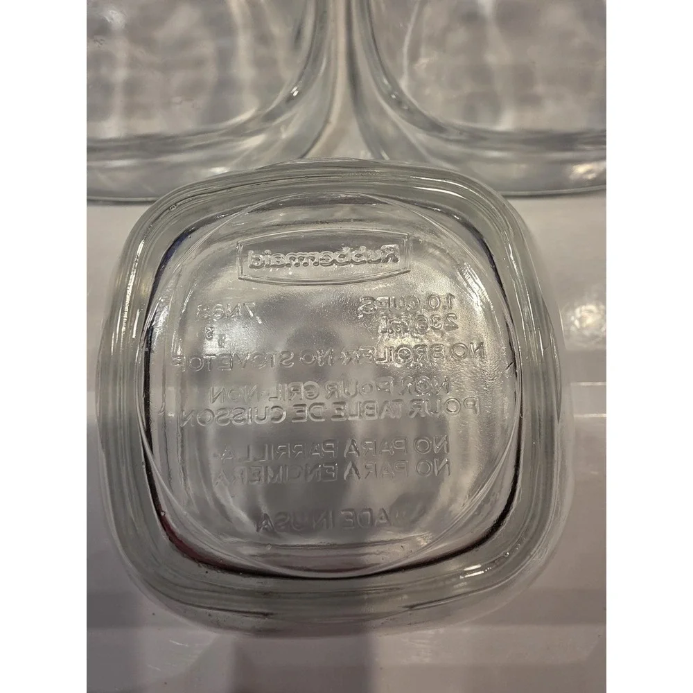 Rubbermaid Glass Food Storage Containers Lot - 2 - 1.5 Cup, 1 - 1 Cup & 5 Lids